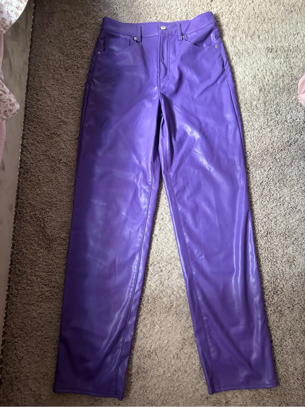 Divided Vibrant Purple Faux Leather Straight-Leg Pants